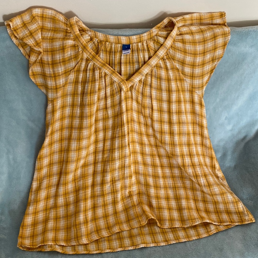 Yellow plaid old navy blouse